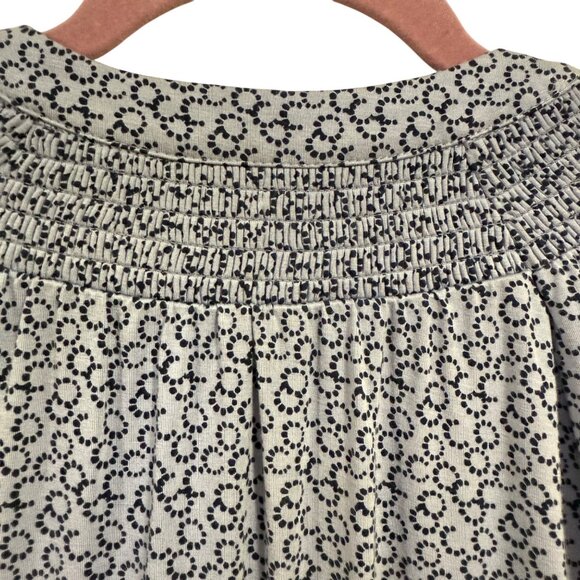 Boden Blue Mini Floral V-Neck Button Up Smocked Detail Blouse Size 6 - Picture 7 of 8